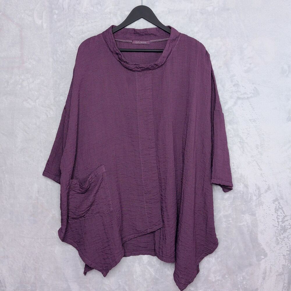CUTLOOSE Purple Fall Parachute Cowl Neck Tunic One Size Lagenlook Layer Relaxed